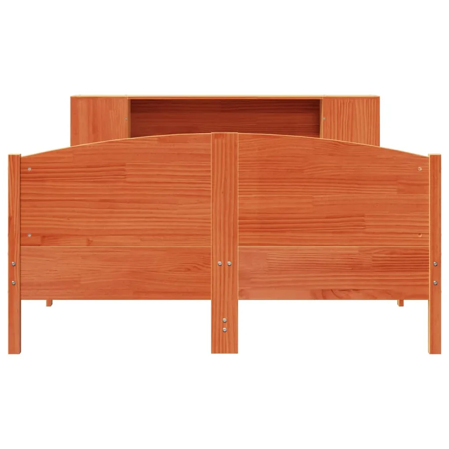 Lit bibliothèque sans matelas cire marron 150x200 cm pin massif - 4