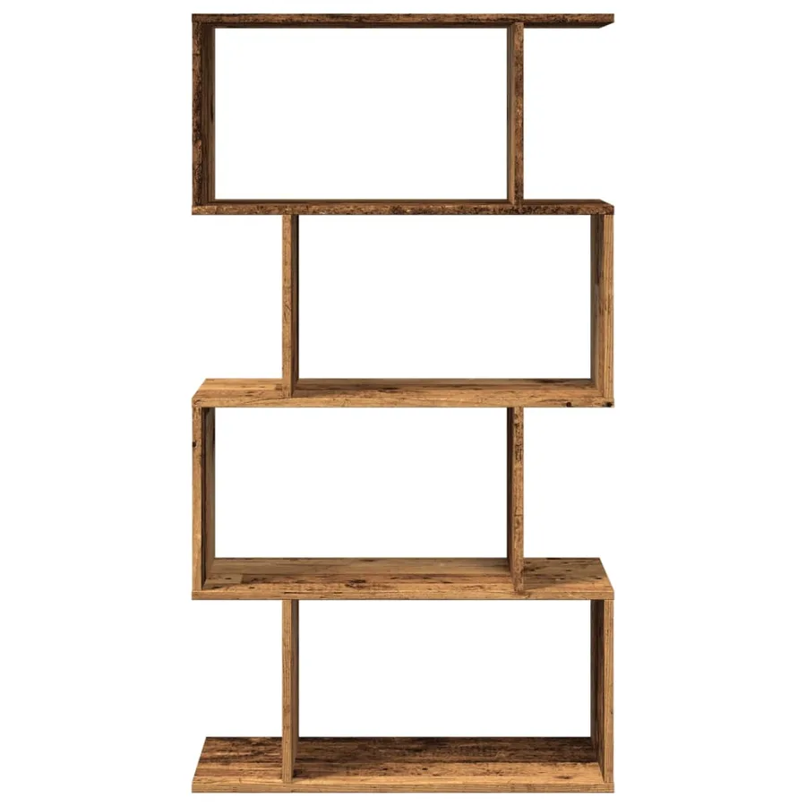 Étagère séparatrice de pièce à 4 niveaux vieux bois 70x24x129cm - 5