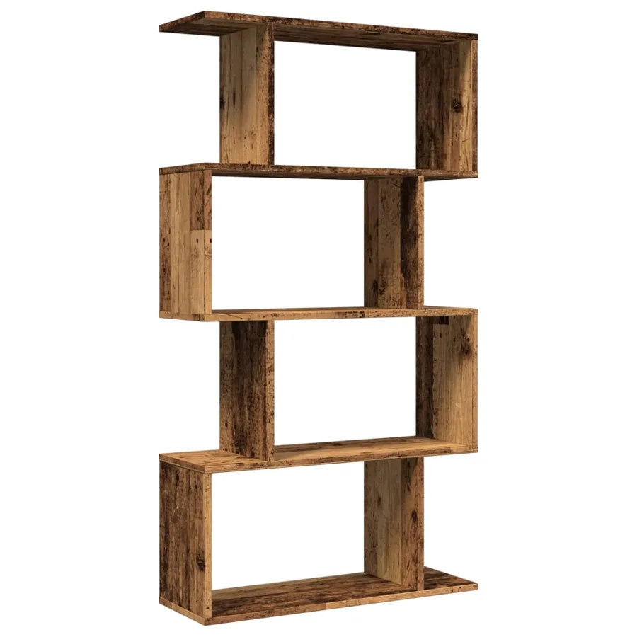 Étagère séparatrice de pièce à 4 niveaux vieux bois 70x24x129cm - 6