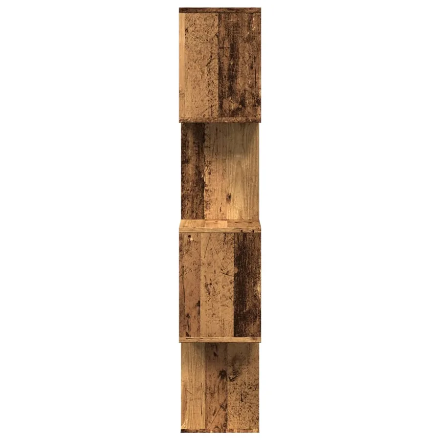 Étagère séparatrice de pièce à 4 niveaux vieux bois 70x24x129cm - 7