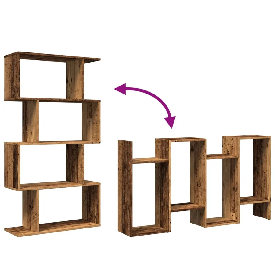 Étagère séparatrice de pièce à 4 niveaux vieux bois 70x24x129cm - 9