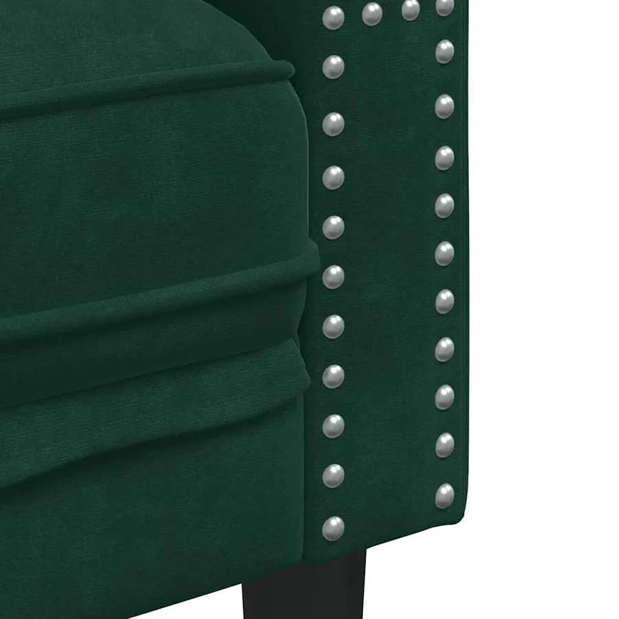 Canapé Chesterfield avec traversins 3 places vert foncé velours - 7