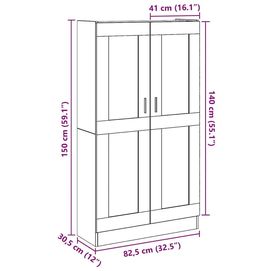 Buffet haut vieux bois 82,5x30,5x150 cm bois d'ingénierie - 10