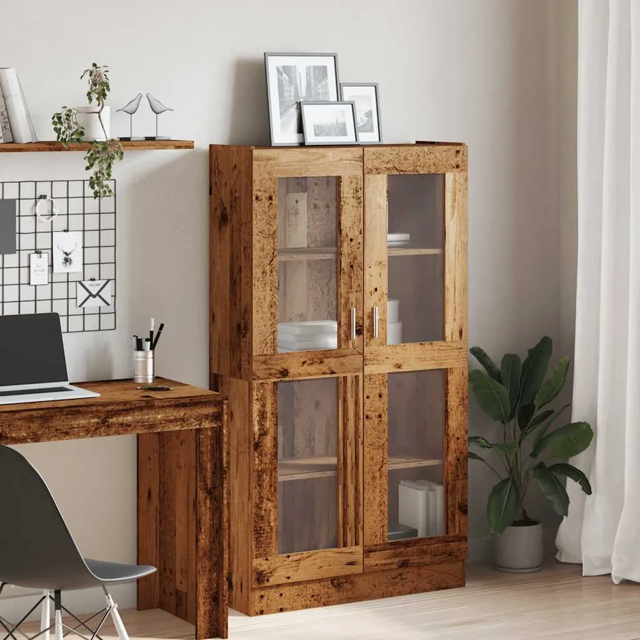 Buffet haut vieux bois 82,5x30,5x150 cm bois d'ingénierie - 3