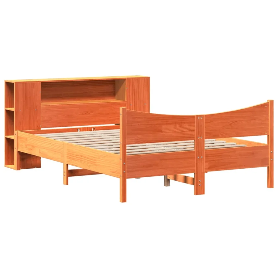 Cadre de lit sans matelas cire marron 140x200cm bois pin massif - 3