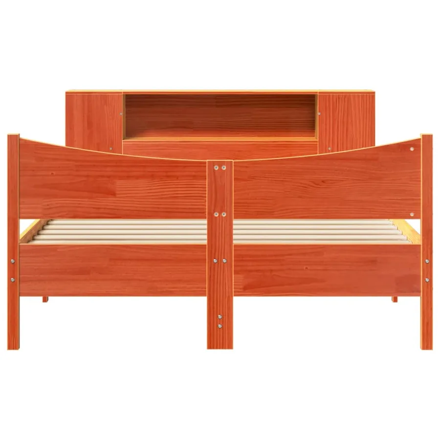 Cadre de lit sans matelas cire marron 140x200cm bois pin massif - 4