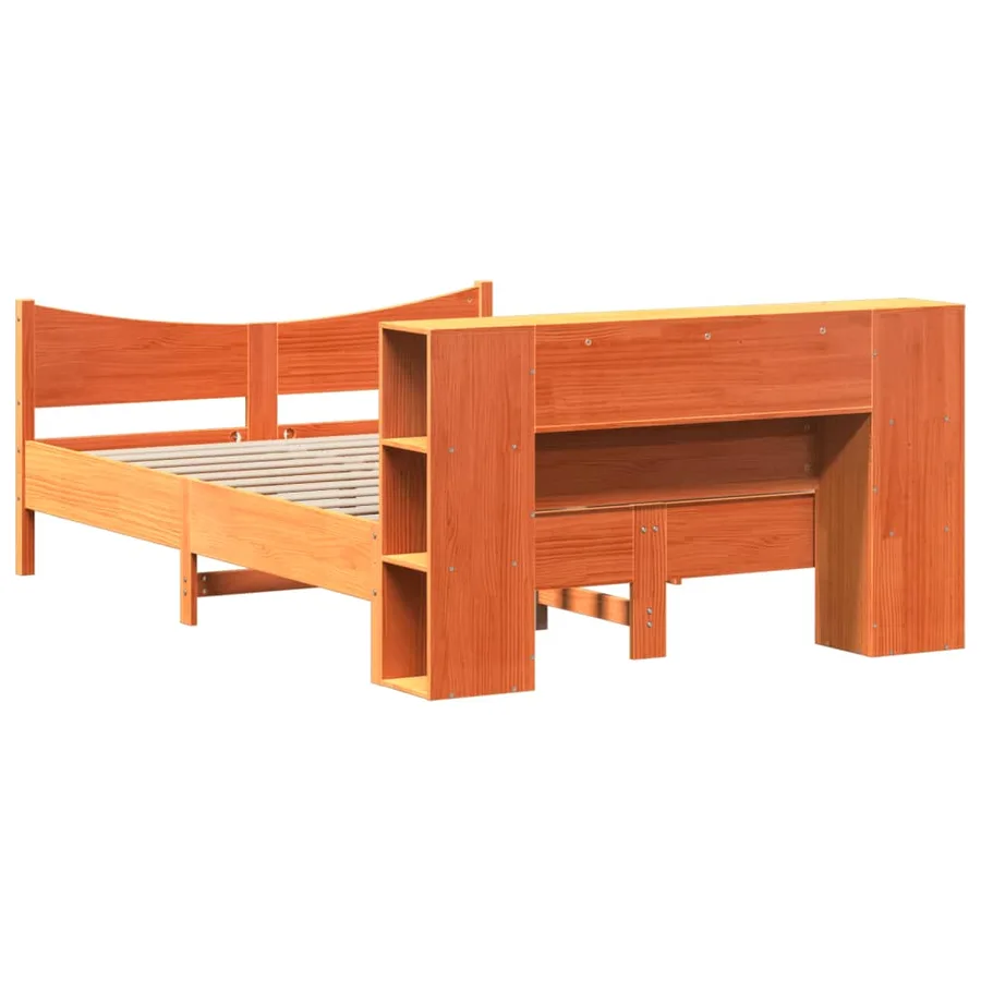 Cadre de lit sans matelas cire marron 140x200cm bois pin massif - 8