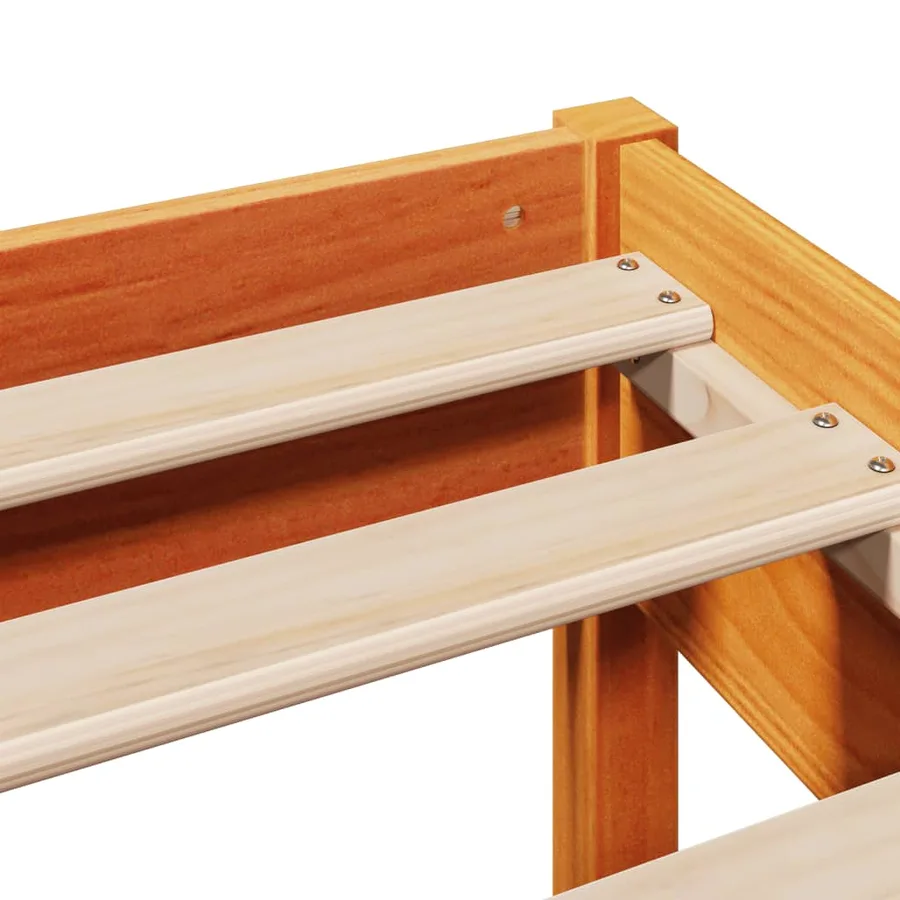 Cadre de lit sans matelas cire marron 140x200cm bois pin massif - 9