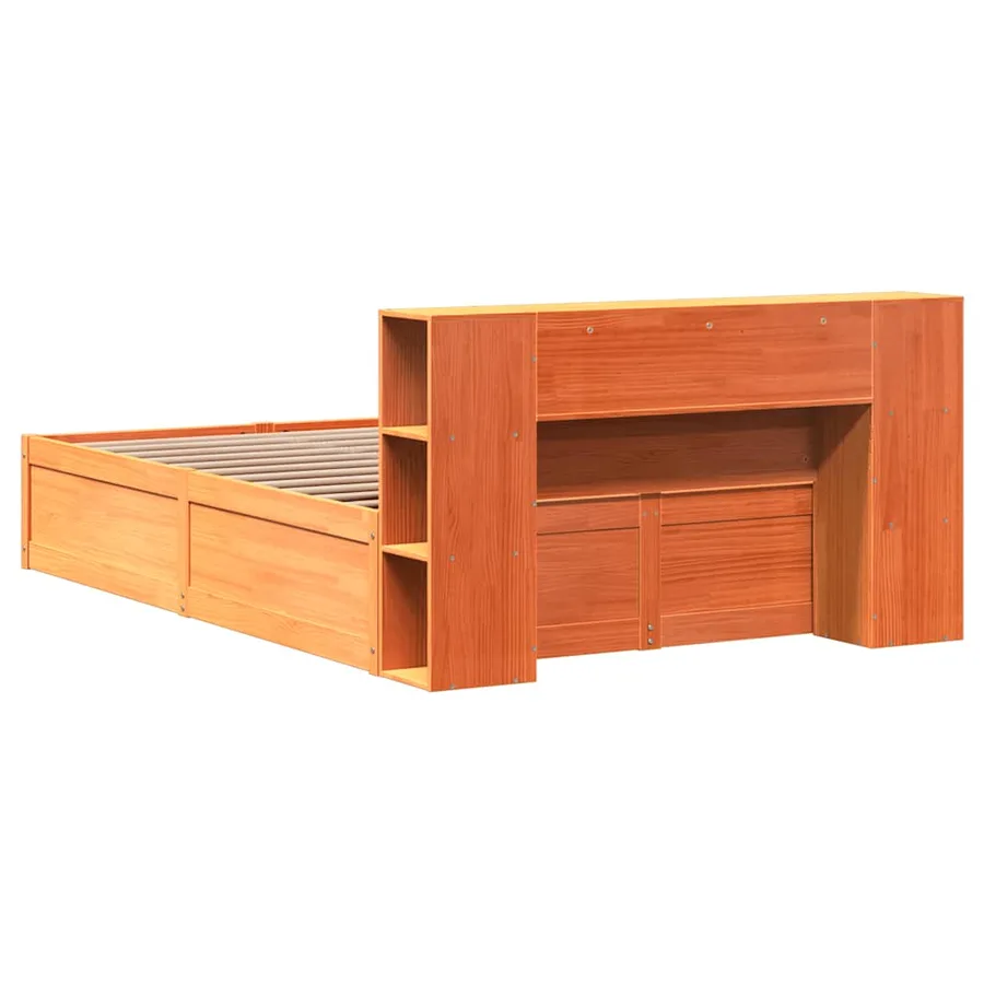 Cadre de lit sans matelas cire marron 140x200cm bois pin massif - 7