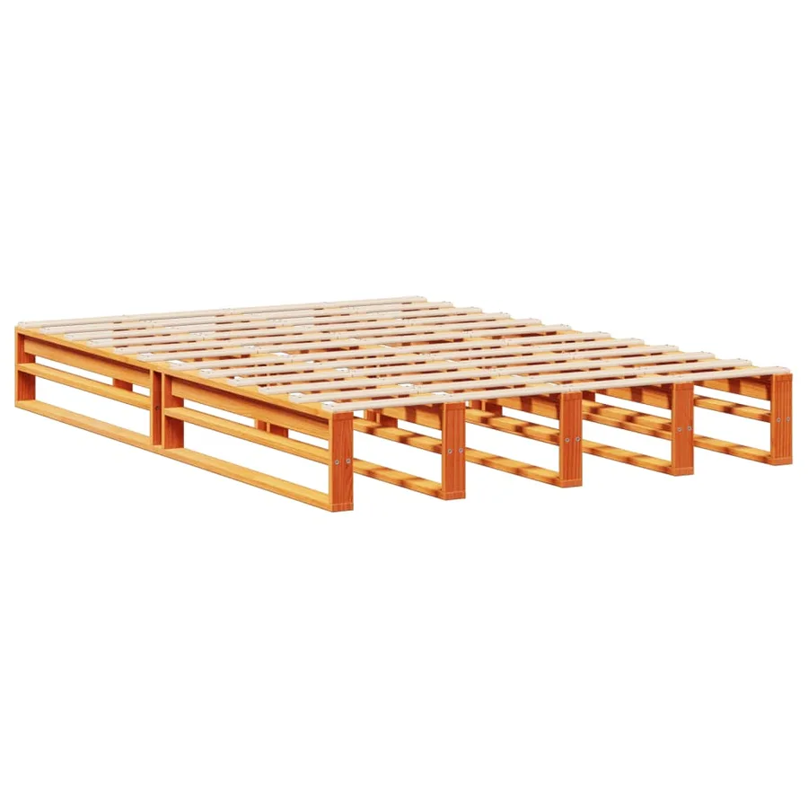 Lit bibliothèque sans matelas cire marron 140x190cm bois massif - 6