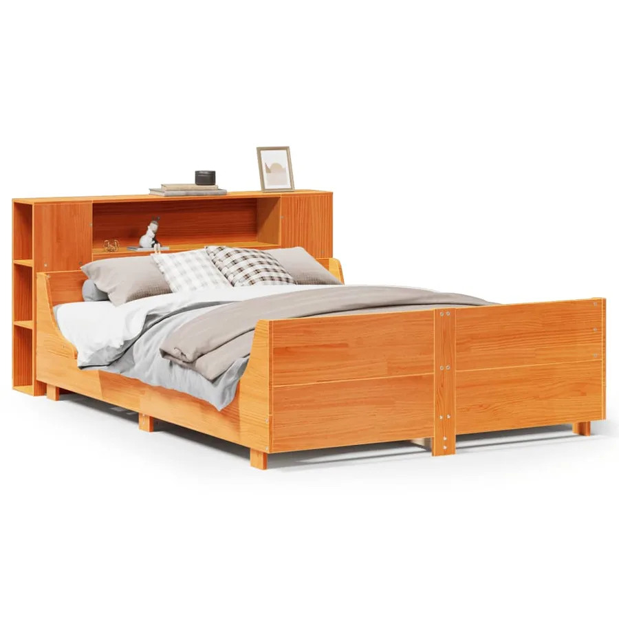 Cadre de lit sans matelas cire marron 140x200cm bois pin massif - 2