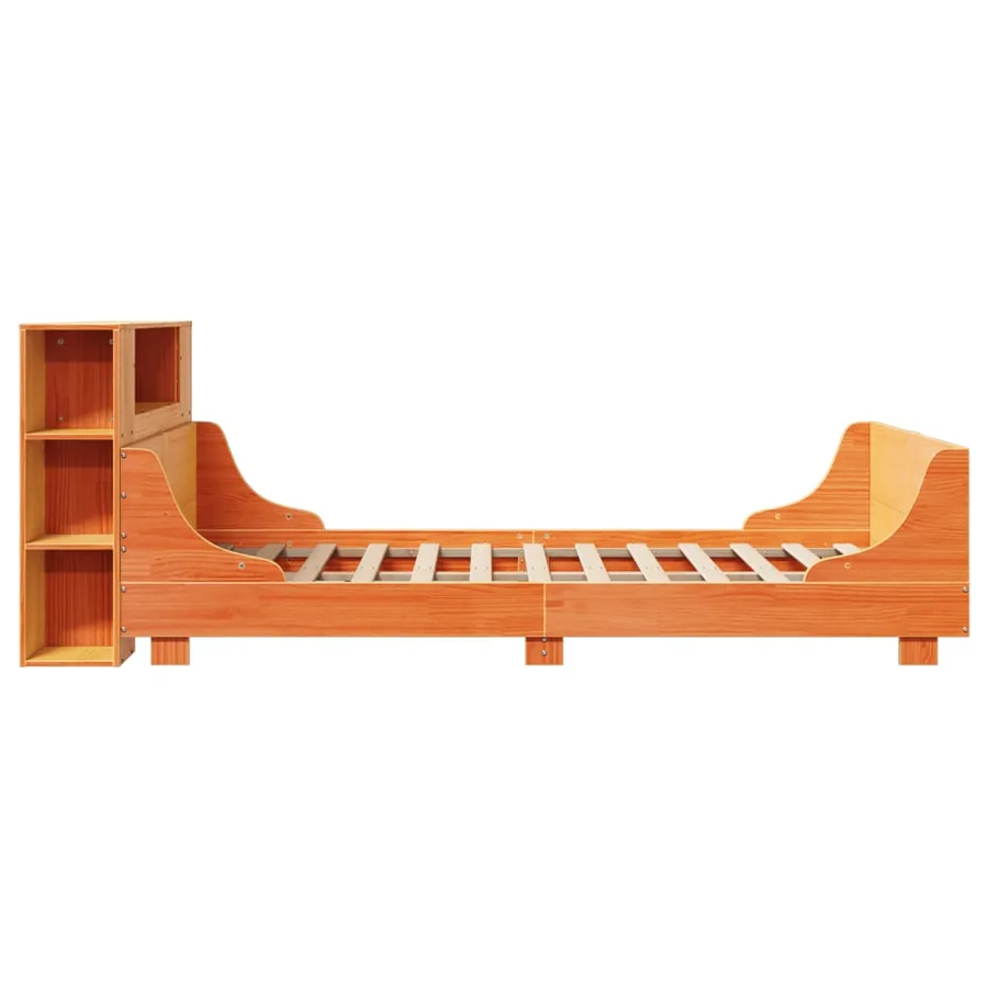 Cadre de lit sans matelas cire marron 140x200cm bois pin massif - 7