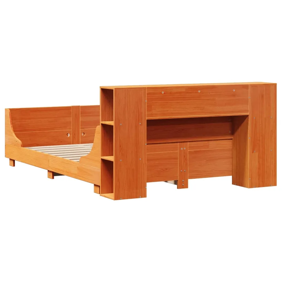 Cadre de lit sans matelas cire marron 140x200cm bois pin massif - 8