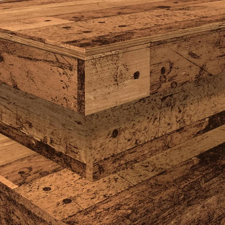 Table basse avec lumières LED vieux bois 90x50x40 cm - 10
