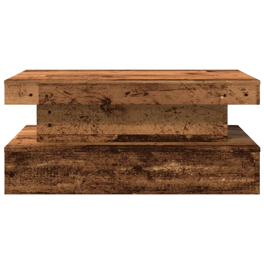 Table basse avec lumières LED vieux bois 90x50x40 cm - 7