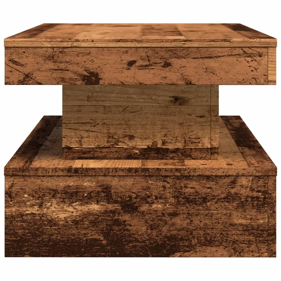 Table basse avec lumières LED vieux bois 90x50x40 cm - 8