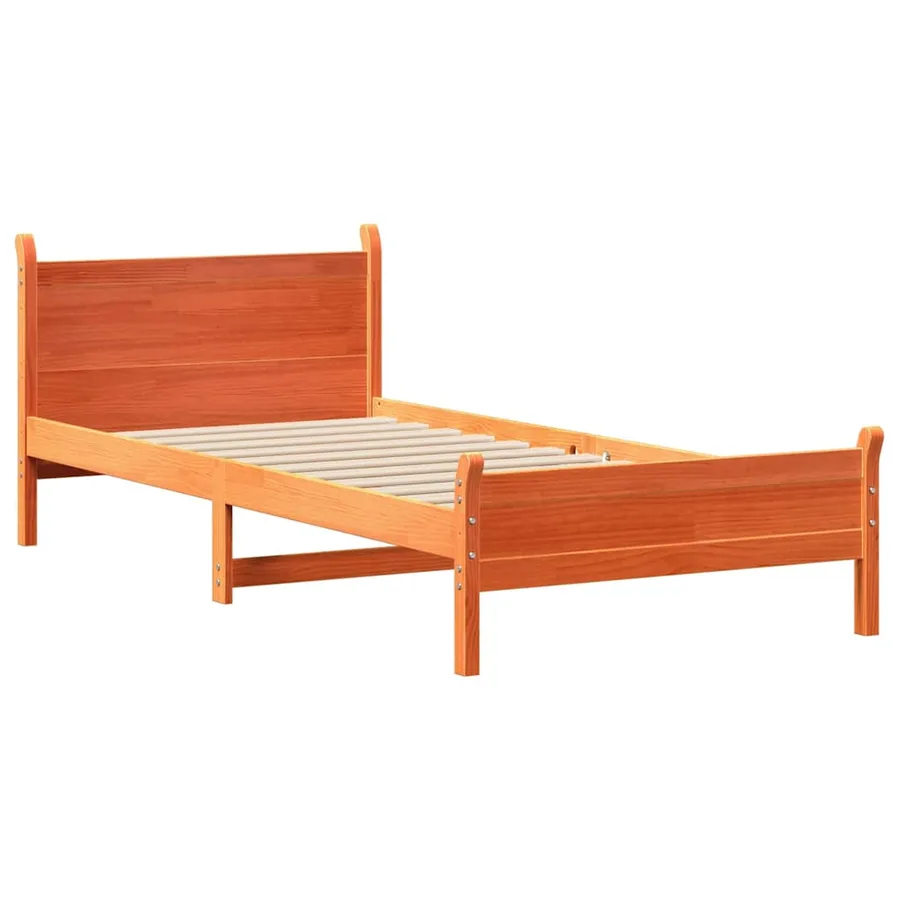 Cadre de lit sans matelas cire marron 100x200cm bois pin massif - 3