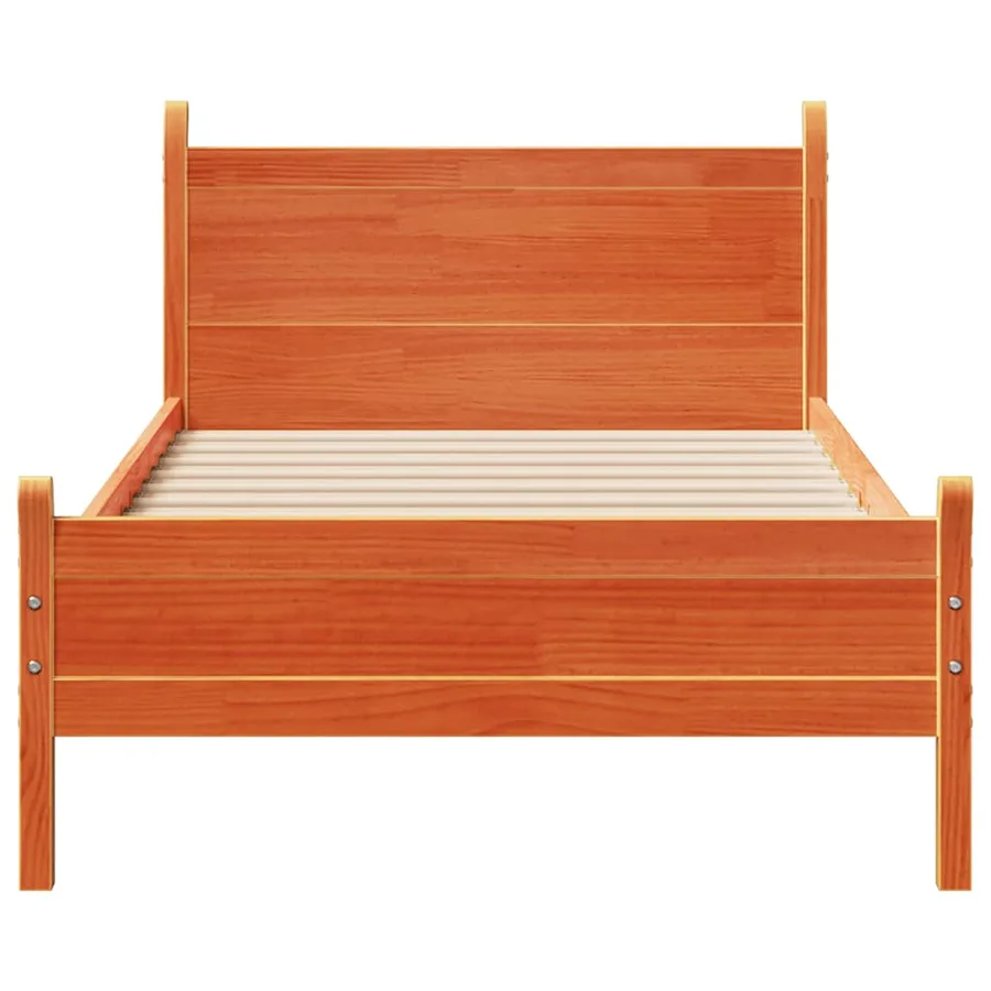 Cadre de lit sans matelas cire marron 100x200cm bois pin massif - 4
