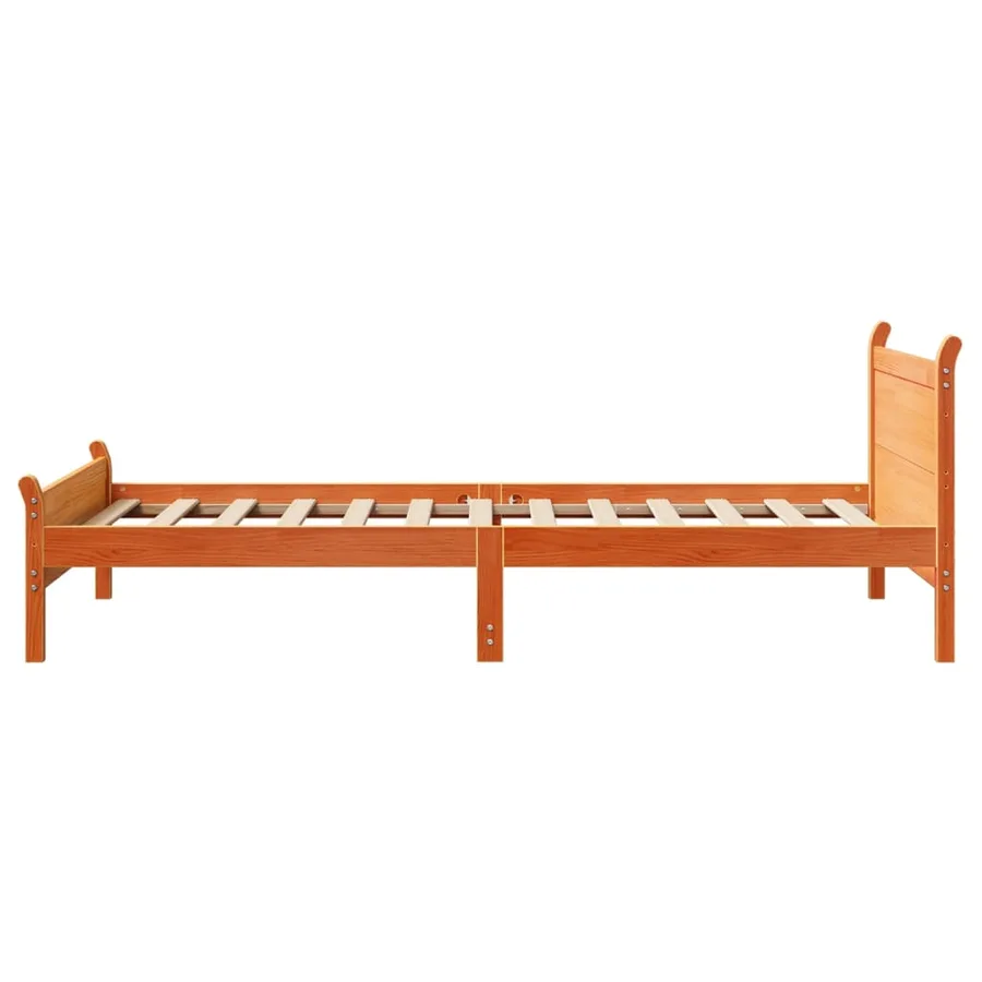 Cadre de lit sans matelas cire marron 100x200cm bois pin massif - 5