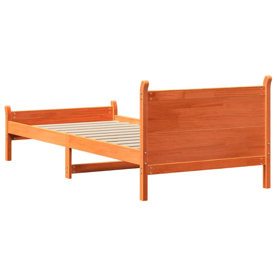 Cadre de lit sans matelas cire marron 100x200cm bois pin massif - 6