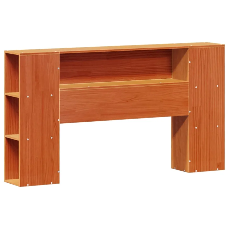 Lit bibliothèque sans matelas cire marron 135x190 cm pin massif - 7