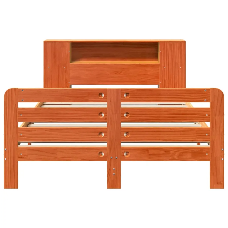 Cadre de lit sans matelas cire marron 135x190cm bois pin massif - 4