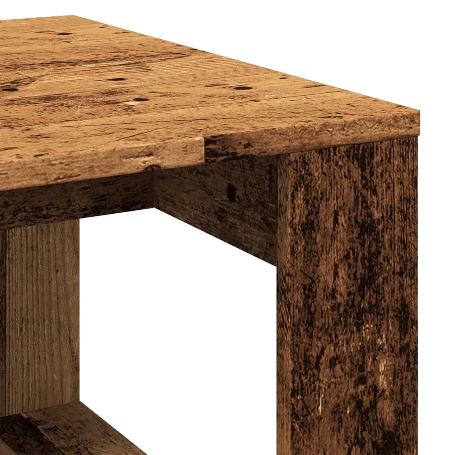 Table d'appoint vieux bois 50x50x35 cm bois d'ingénierie - 7