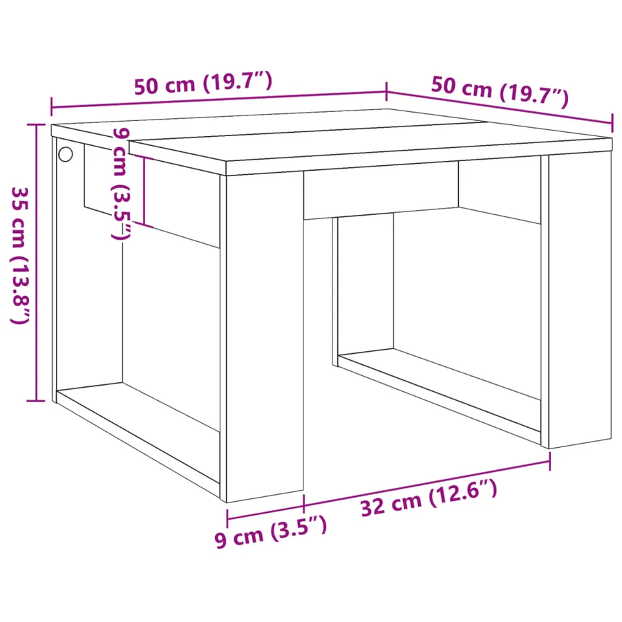 Table d'appoint vieux bois 50x50x35 cm bois d'ingénierie - 9