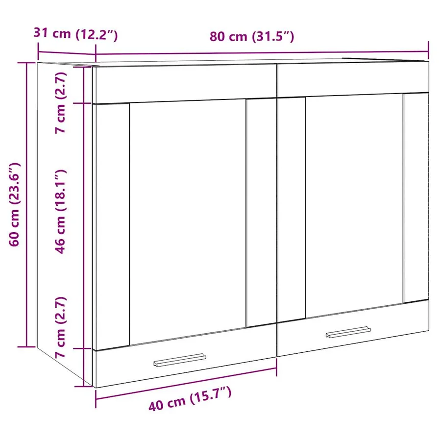 Vitrine suspendue "Lyon" Gris béton 80 x 31 x 60 cm - 10