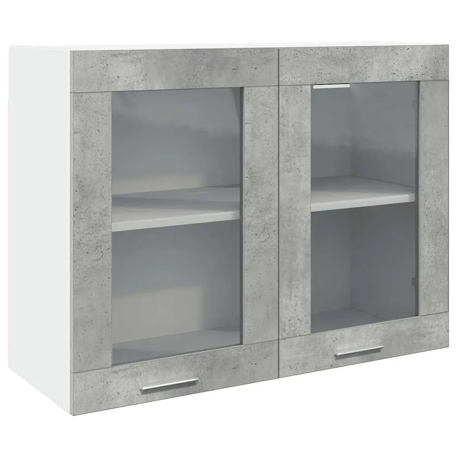 Vitrine suspendue "Lyon" Gris béton 80 x 31 x 60 cm - 2