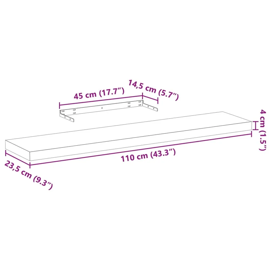 Étagères flottantes 2 pcs 110x23,5x4 cm bois d'ingénierie - 9