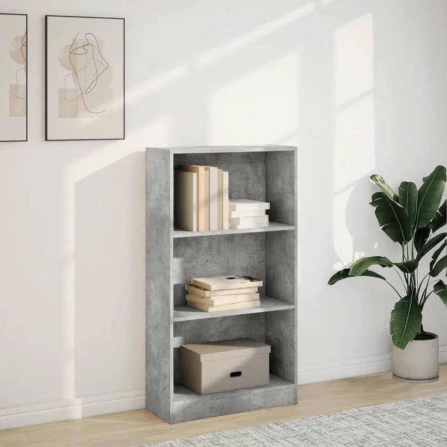 Bibliothèque gris béton 60x24x109 cm bois d'ingénierie - 3