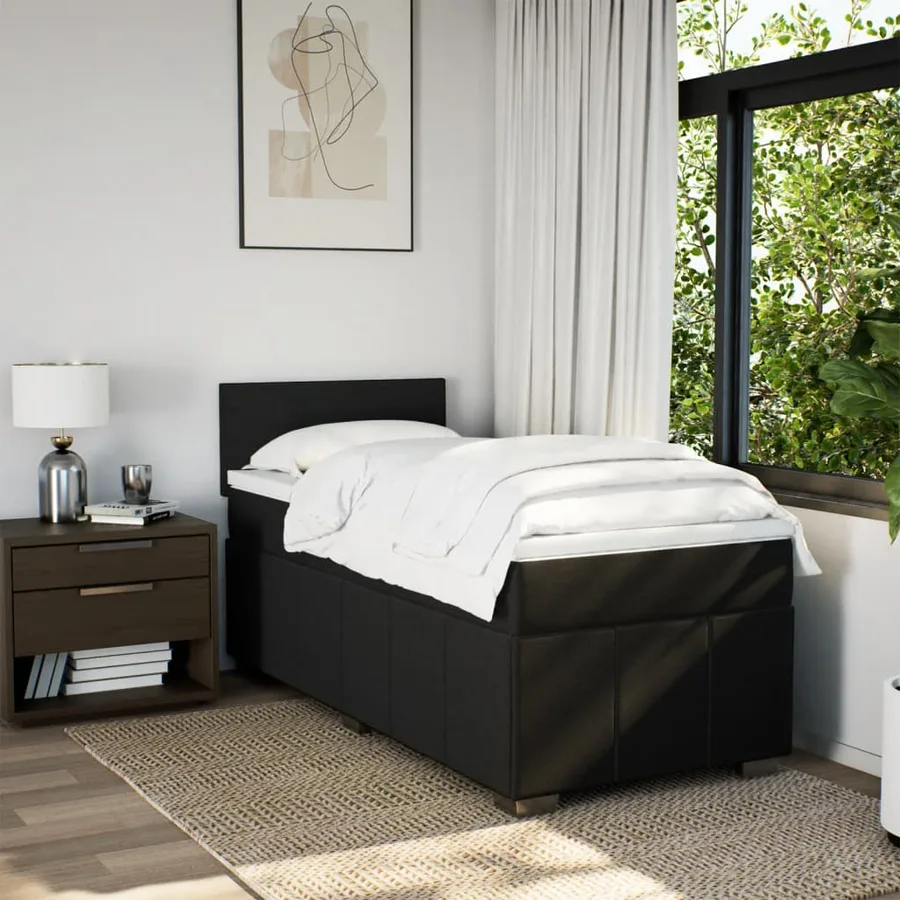Sommier à lattes de lit et matelas Noir 80x200 cm Tissu - 3