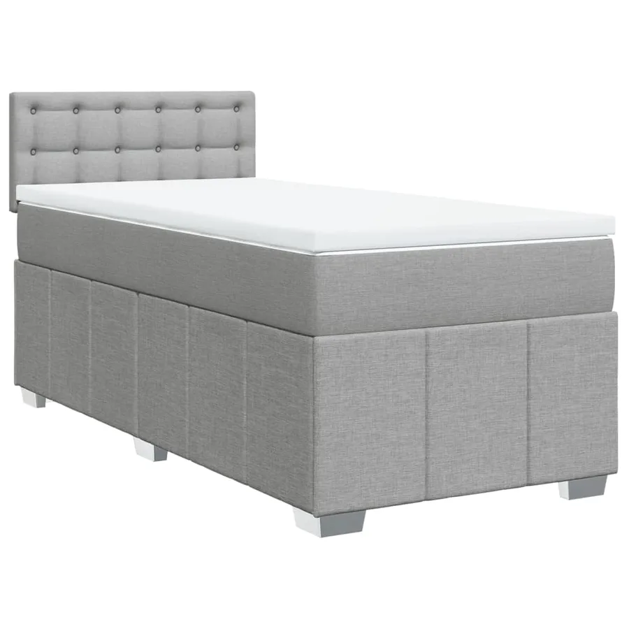 Sommier à lattes de lit avec matelas Gris clair 90x200 cm Tissu - 3