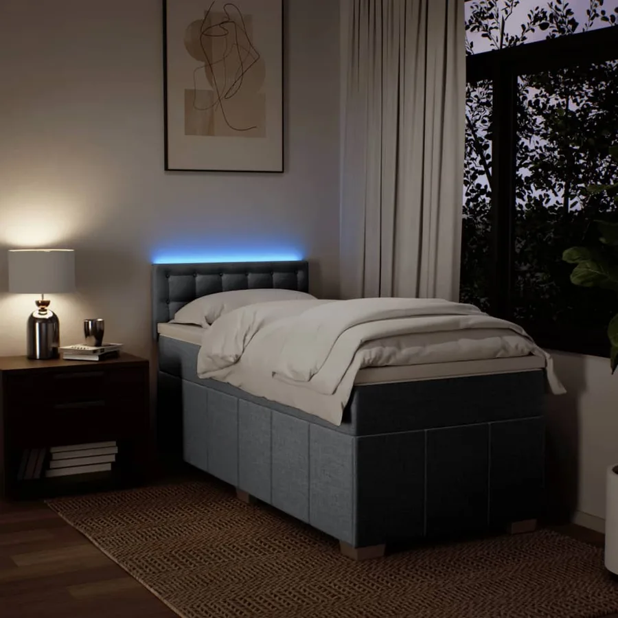 Sommier à lattes de lit avec matelas Gris clair 90x200 cm Tissu - 5