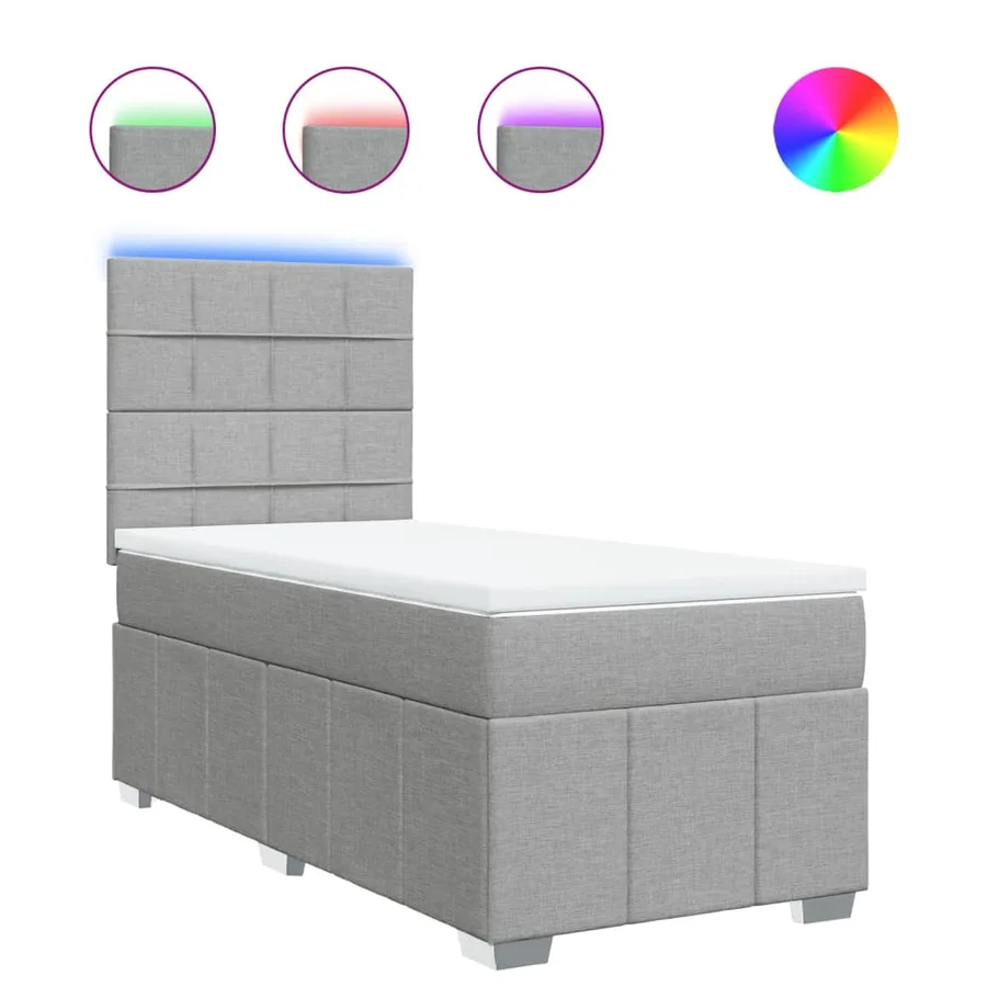 Sommier à lattes de lit avec matelas Gris clair 90x200 cm Tissu - 2