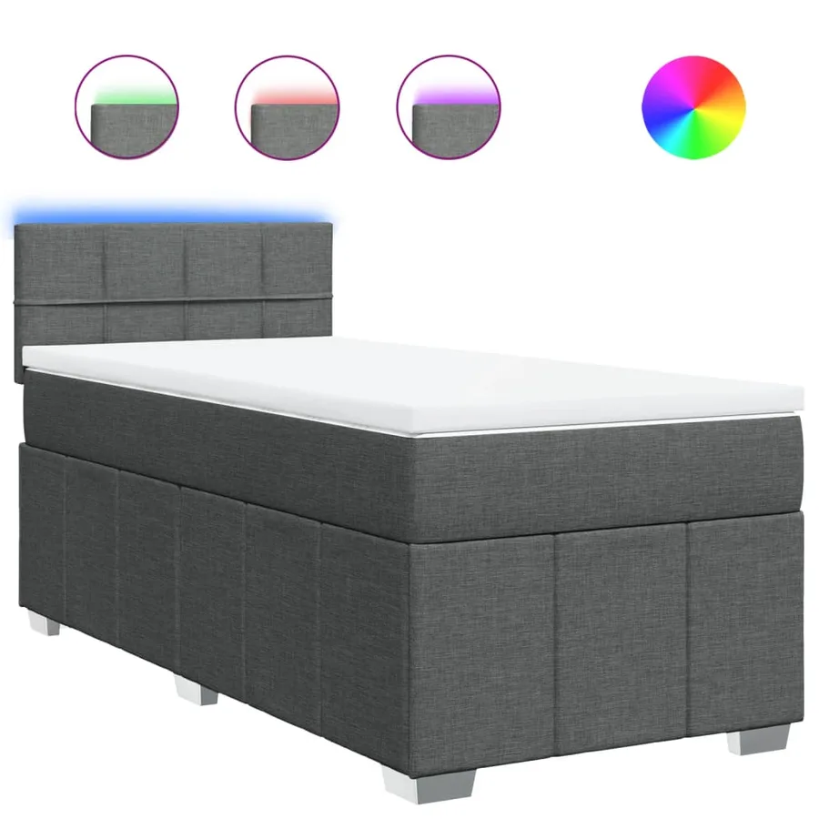 Sommier à lattes de lit avec matelas Gris foncé 90x200 cm Tissu - 2