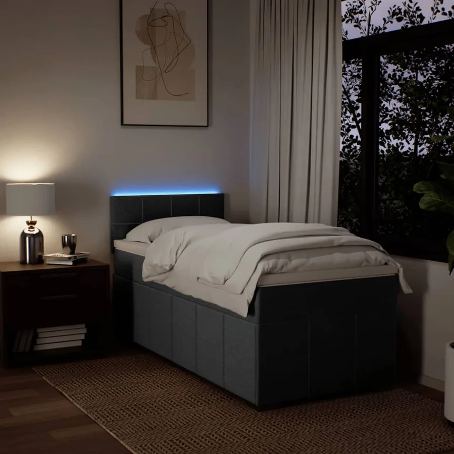 Sommier à lattes de lit avec matelas Gris foncé 90x200 cm Tissu - 5