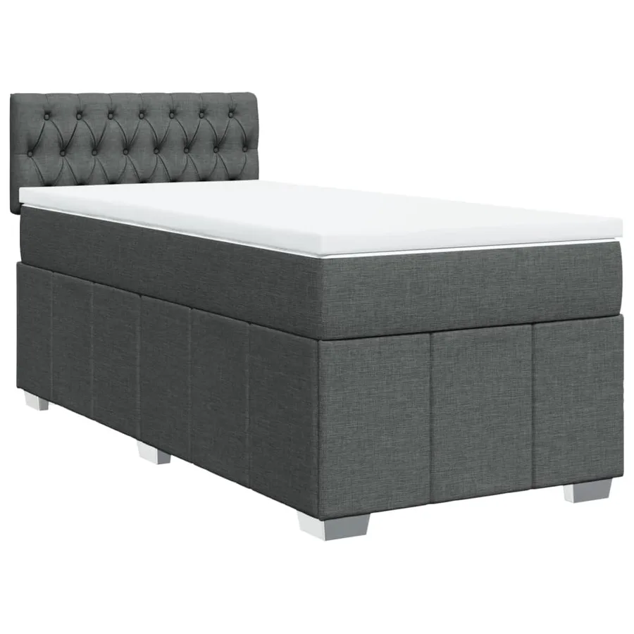 Sommier à lattes de lit avec matelas Gris foncé 90x200 cm Tissu - 3