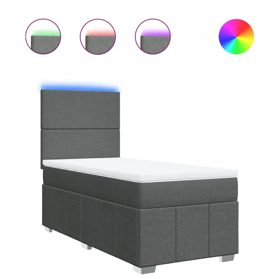 Sommier à lattes de lit avec matelas Gris foncé 90x200 cm Tissu - 2