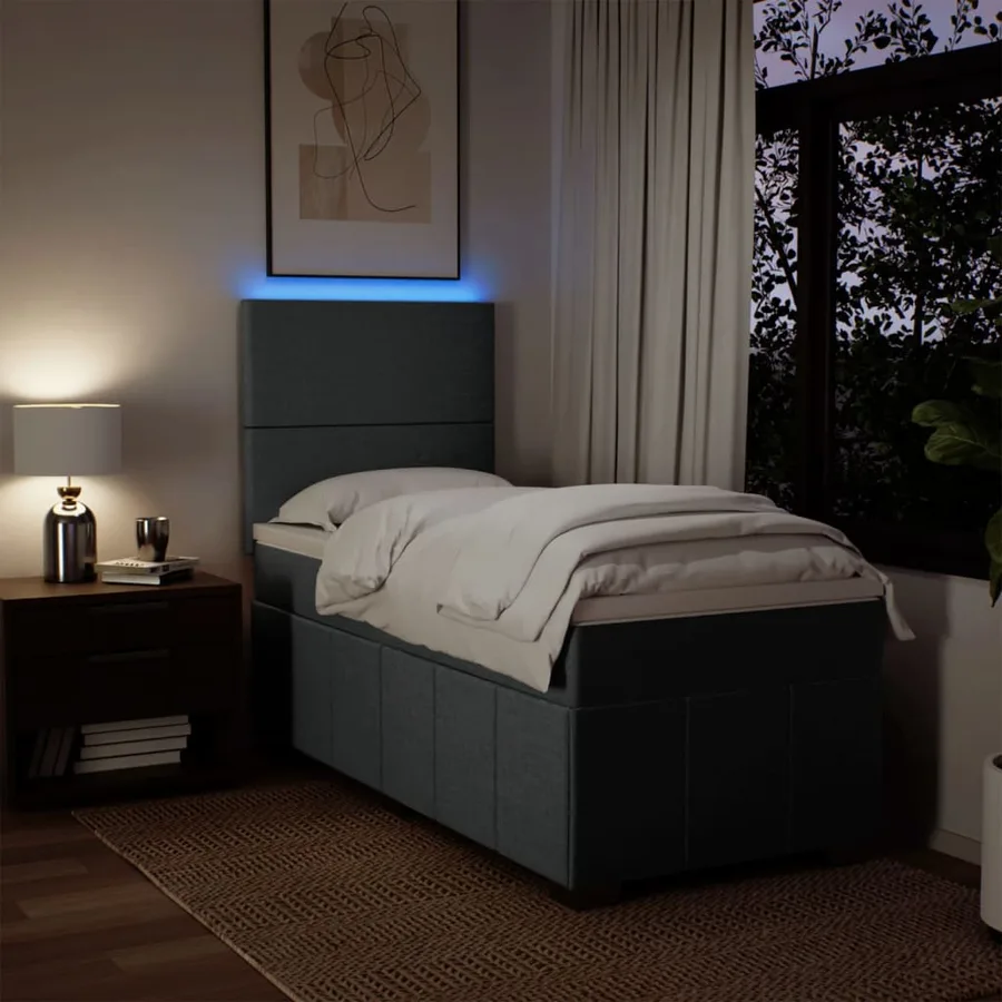 Sommier à lattes de lit avec matelas Gris foncé 90x200 cm Tissu - 4