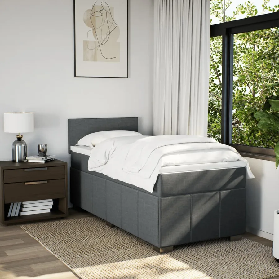 Sommier à lattes de lit avec matelas Gris foncé 100x200cm Tissu - 4