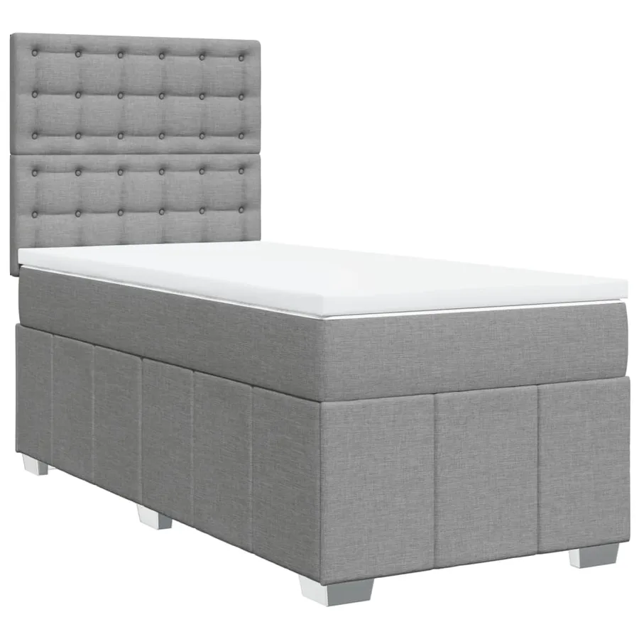 Sommier à lattes de lit avec matelas Gris clair 100x200cm Tissu - 3