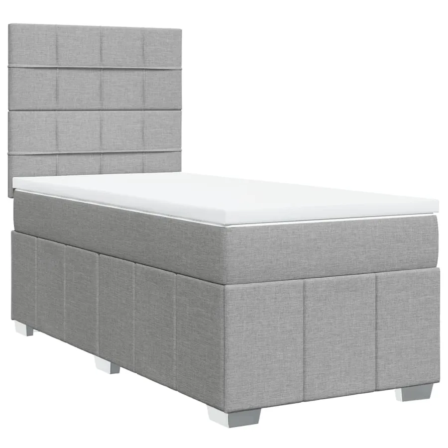 Sommier à lattes de lit avec matelas Gris clair 100x200cm Tissu - 3