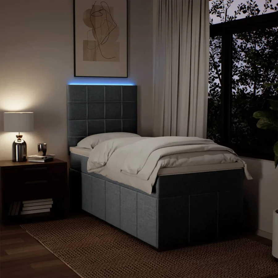 Sommier à lattes de lit avec matelas Gris clair 100x200cm Tissu - 4