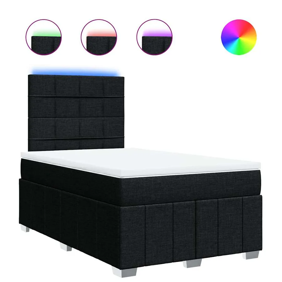 Sommier à lattes de lit avec matelas noir 120x190 cm tissu - 2