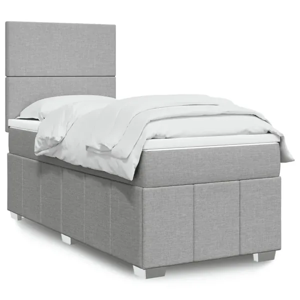Sommier à lattes de lit avec matelas Gris clair 100x200cm Tissu