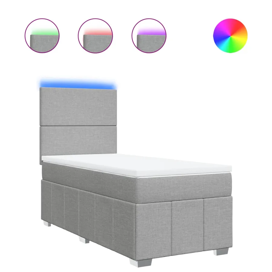 Sommier à lattes de lit avec matelas Gris clair 100x200cm Tissu - 2