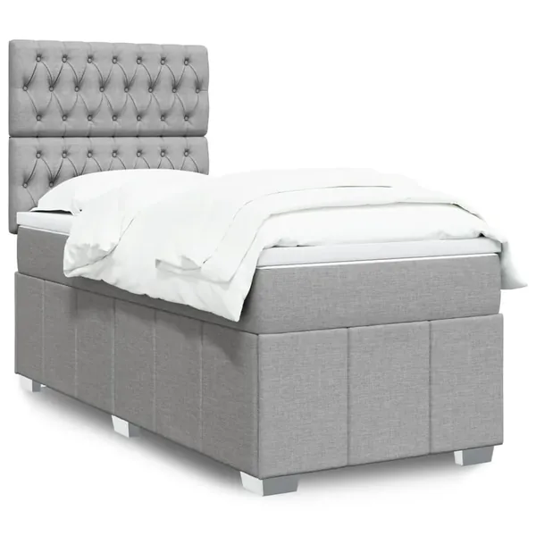 Sommier à lattes de lit et matelas Gris clair 90x190 cm Tissu