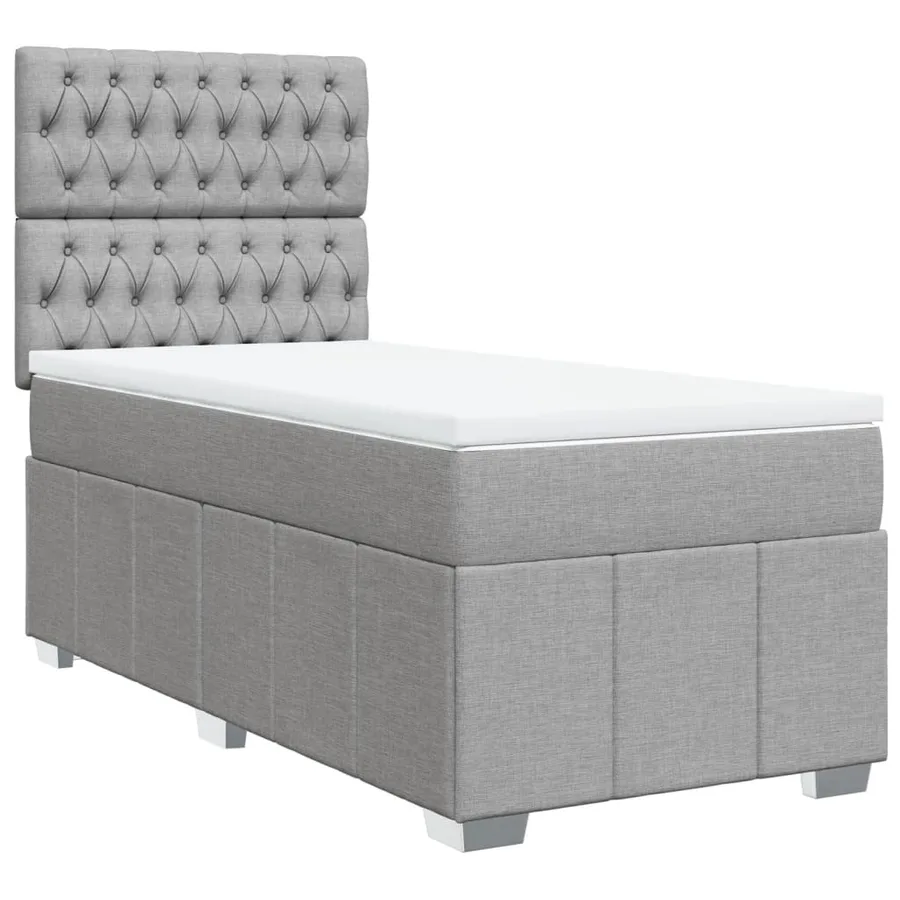 Sommier à lattes de lit et matelas Gris clair 90x190 cm Tissu - 2